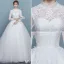 Vintage Wedding Dresses 2017 High Neck Long Sleeves Applique Lace Bridal Gowns