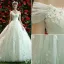 Elegant Wedding Dresses 2017 Off The Shoulder Ruffle Tulle Applique Lace Flowers Bridal Gowns With Train