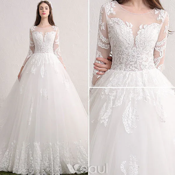 Robe De Mariée Magnifique 2017 Scoop Décolleté Applique Dentelle Robes De Mariée Sans Dos