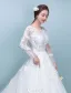 Elegante Bruidsjurk 2017 Ronde Hals Applique Kant Trouwjurken Met Lange Mouwen