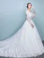 Elegante Bruidsjurk 2017 Ronde Hals Applique Kant Trouwjurken Met Lange Mouwen