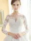 Glamorous Bridal Gown 2017 Square Neckline Applique Lace Wedding Dress With Long Sleeves