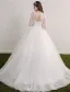 Princess bridal gown 2017 scoop neckline sequin applique lace ruffle tulle wedding dress with long sleeves