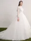Princess bridal gown 2017 scoop neckline sequin applique lace ruffle tulle wedding dress with long sleeves