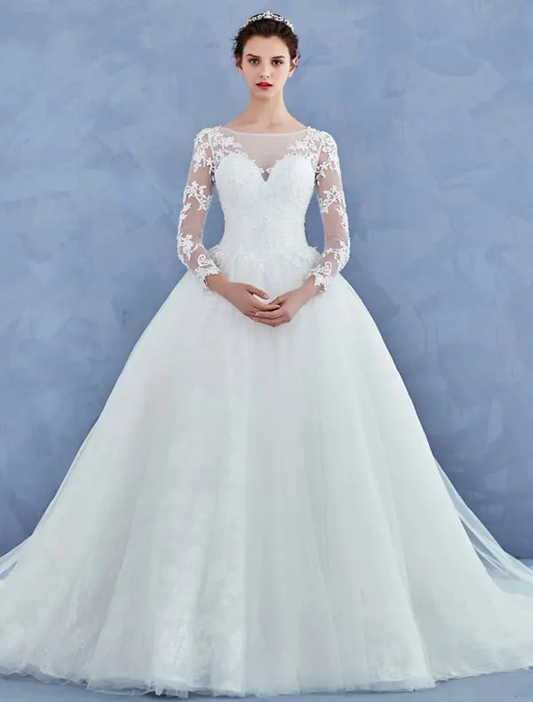 Enkle Brudekjoler 2017 Kjæreste Strukturert Blonder Ruffle Tyll Brudekjoler Med Tog Enkel