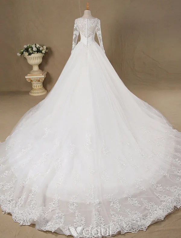 Simple Bridal Gowns 2017 Sweetheart Textured Lace Ruffle Tulle Wedding Dresses With Train
