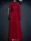 Cheongsam Improved Evening Dresses 2017 High Neck Sequins Applique Lace Burgundy Tulle Occasion Dress