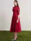 Cheongsam Improved Evening Dresses 2017 High Neck Sequins Applique Lace Burgundy Tulle Occasion Dress