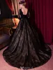 Elegancki Sukienka Wieczorowa Z Długimi Rękawami Czarna Koronkowa Suknia Balowa 2017