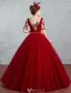 2017 Elegant Balklänning Med Ärmar Burgundy Festklänning Ryggdel