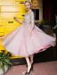 Lovely Graduation Dresses 2017 Scoop Neckline Applique Lace Sequin Tea Length Pink Tulle Dress
