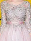 Lovely Graduation Dresses 2017 Scoop Neckline Applique Lace Sequin Tea Length Pink Tulle Dress