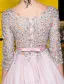 Lovely Graduation Dresses 2017 Scoop Neckline Applique Lace Sequin Tea Length Pink Tulle Dress