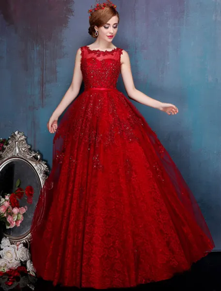 Uroczy Czerwona Sukienka Na Bal Długość Piętro Bez Pleców Sukienki Wizytowe 2017