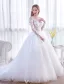 Glamourösen Hochzeitskleider 2017 Quadratischen Ausschnitt Applique Schnürsenkel Weiß Tüll Brautkleider