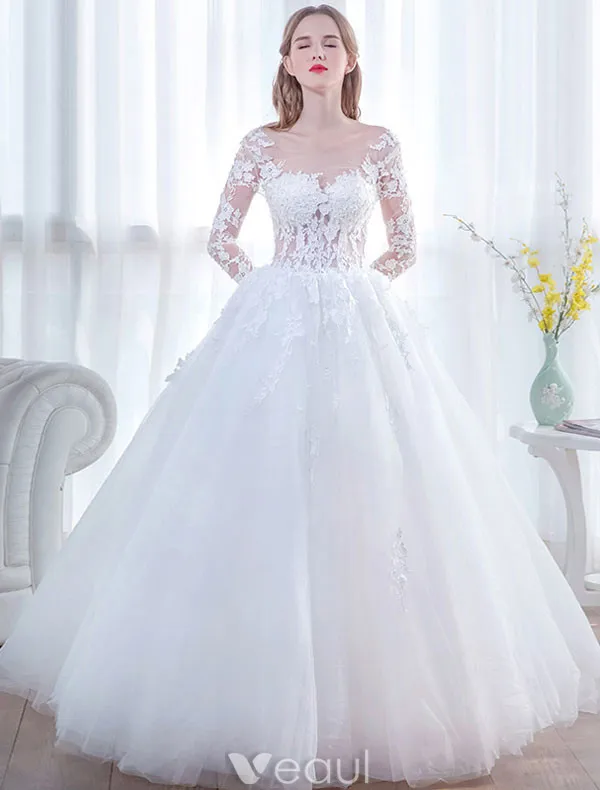 Glamourösen Hochzeitskleider 2017 Quadratischen Ausschnitt Applique Schnürsenkel Weiß Tüll Brautkleider