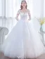 Glamourösen Hochzeitskleider 2017 Quadratischen Ausschnitt Applique Schnürsenkel Weiß Tüll Brautkleider
