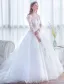 Glamourösen Hochzeitskleider 2017 Quadratischen Ausschnitt Applique Schnürsenkel Weiß Tüll Brautkleider