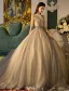 Robe De Bal Élégante Tulle 2017 Robe De Ceremonie Perlée Avec De La Dentelle