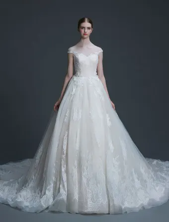 Robes De Mariée De Luxe 2017 Appliques De Haute Qualité Dentelles Champagne Légère Robe De Mariage Avec Le Long Train