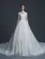 Luxux Hochzeitskleider 2017 Hochgradige Applique Schnürt Sich Helle Champagner-brautkleider Mit Langem Zug