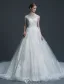 Luxux Hochzeitskleider 2017 Hochgradige Applique Schnürt Sich Helle Champagner-brautkleider Mit Langem Zug