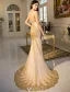 Robe De Soirée Sirène Sexy 2017 Paillettes D'or Robe Ceremonie Dos Nu