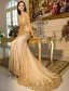 Robe De Soirée Sirène Sexy 2017 Paillettes D'or Robe Ceremonie Dos Nu