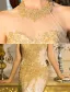 Robe De Soirée Sirène Sexy 2017 Paillettes D'or Robe Ceremonie Dos Nu
