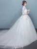 Vintage Wedding Dresses 2017 High Neck Long Sleeves Applique Lace Bridal Gowns