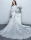 Gorgeous Mermaid Wedding Dresses 2017 Scoop Neckline White Lace Bridal Gowns With Sleeves