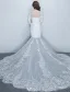 Gorgeous Mermaid Wedding Dresses 2017 Scoop Neckline White Lace Bridal Gowns With Sleeves