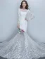 Gorgeous Mermaid Wedding Dresses 2017 Scoop Neckline White Lace Bridal Gowns With Sleeves
