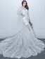 Gorgeous Mermaid Wedding Dresses 2017 Scoop Neckline White Lace Bridal Gowns With Sleeves
