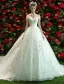 Elegant Wedding Dresses 2017 Off The Shoulder Ruffle Tulle Applique Lace Flowers Bridal Gowns With Train