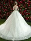 Elegant Wedding Dresses 2017 Off The Shoulder Ruffle Tulle Applique Lace Flowers Bridal Gowns With Train