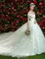 Elegant Wedding Dresses 2017 Off The Shoulder Ruffle Tulle Applique Lace Flowers Bridal Gowns With Train
