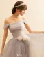 Princess Prom Dresses 2017 Off The Shoulder Mix Grey And Champagne Tulle Occasion Dress