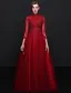 Elegant Cheongsam Improved Evening Dresses 2017 High Neck Sequins Burgundy Tulle Occasion Dress