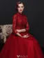 Elegant Cheongsam Improved Evening Dresses 2017 High Neck Sequins Burgundy Tulle Occasion Dress