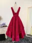 Elegant Red Cocktail Dress 2017 Lace Cascading Ruffles Backless High Low Party Dress