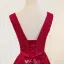 Elegant Red Cocktail Dress 2017 Lace Cascading Ruffles Backless High Low Party Dress