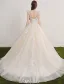 Princess Wedding Dresses 2017 Deep V-neck Applique Lace Flowers Champagne Tulle Bridal Gowns With Long Train