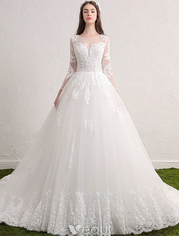 Robe De Mariée Magnifique 2017 Scoop Décolleté Applique Dentelle Robes De Mariée Sans Dos