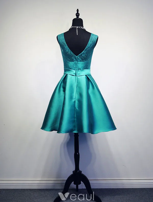 Enkle Brudepike Kjoler Jade Satin Kjole Til Bryllup Med Blomst Sash