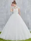 Elegant Wedding Dresses 2017 Vintage Neckline Applique Lace And Sequin White Tulle Bridal Gowns