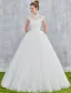 Elegant Wedding Dresses 2017 Vintage Neckline Applique Lace And Sequin White Tulle Bridal Gowns