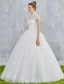 Elegant Wedding Dresses 2017 Vintage Neckline Applique Lace And Sequin White Tulle Bridal Gowns