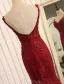Sexig Sjöjungfru Aftonklänning 2017 Burgundy Spets Backless Formell Klädsel