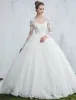 Piękne Suknie Ślubne 2017 Wycięciem Aplikacja Koronkowe Białe Tiulowe Suknie Ślubne